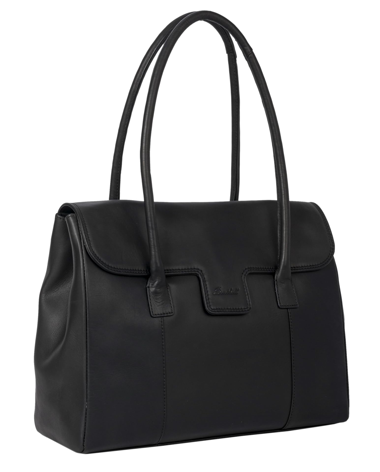 Benthill Damen Handtasche - Umhängetasche aus Echtleder, Schwarz, 37x27x13.5 cm