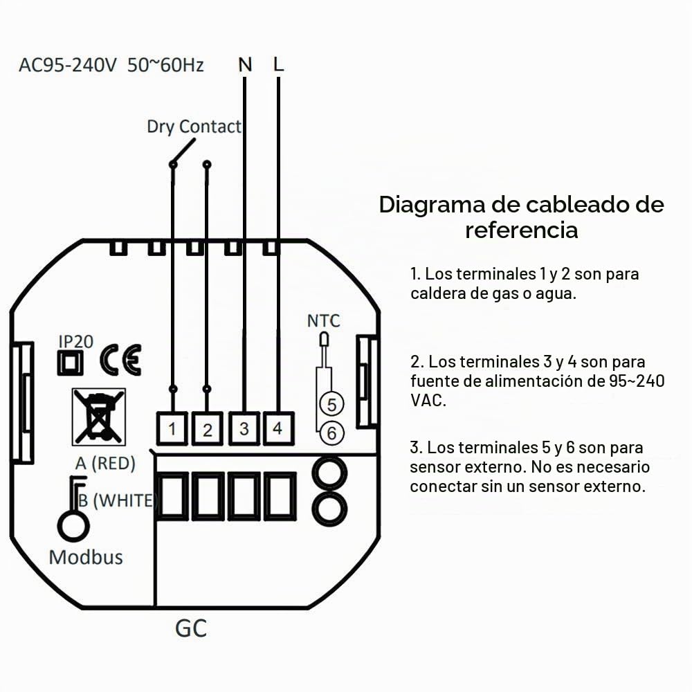 Termostato Wifi Inteligente Compatible con Alexa Google Home-Termostato Digital Inalambrico Calefaccion para Caldera de Gas,Controlador de Temperatura Programable 3A,220v