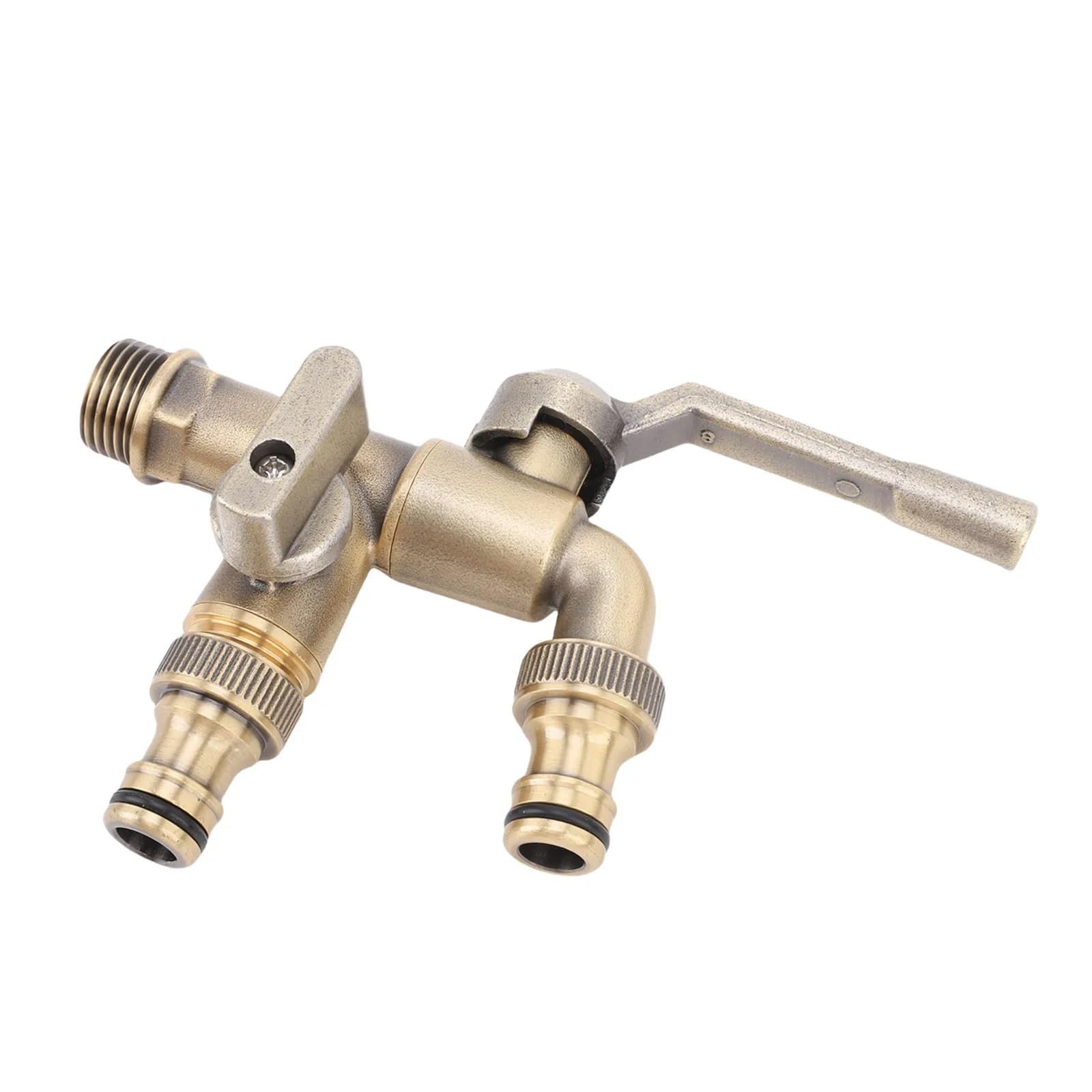 Rubinetto per Acqua Esterno, Controllo Indipendente efficiente, 1 Uscita su 2, valvole a Sfera in Ottone multifunzionali, Rubinetto per Balcone di casa