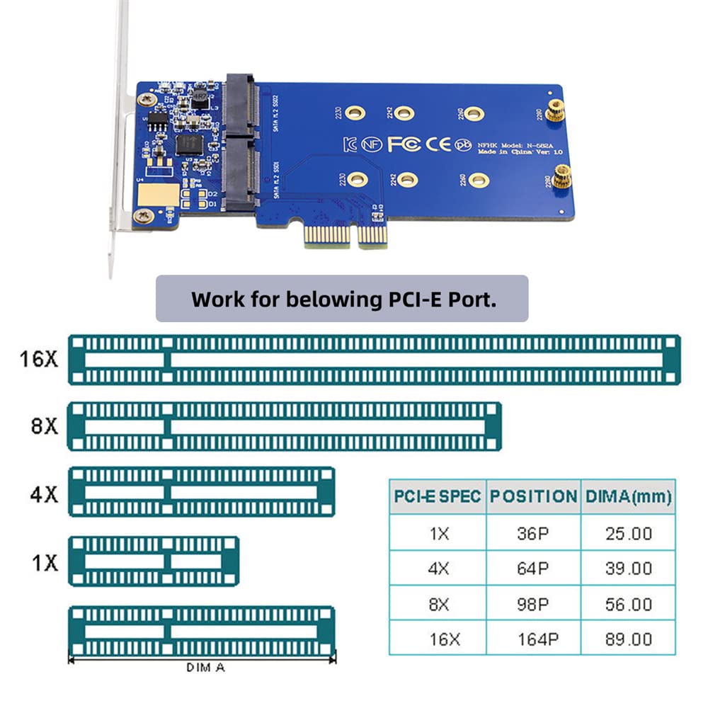 Podwójny klucz SATA NGFF B+M SSD na PCI-E 1 x adapter płyty głównej konwerter karta SSD JMB582 2280