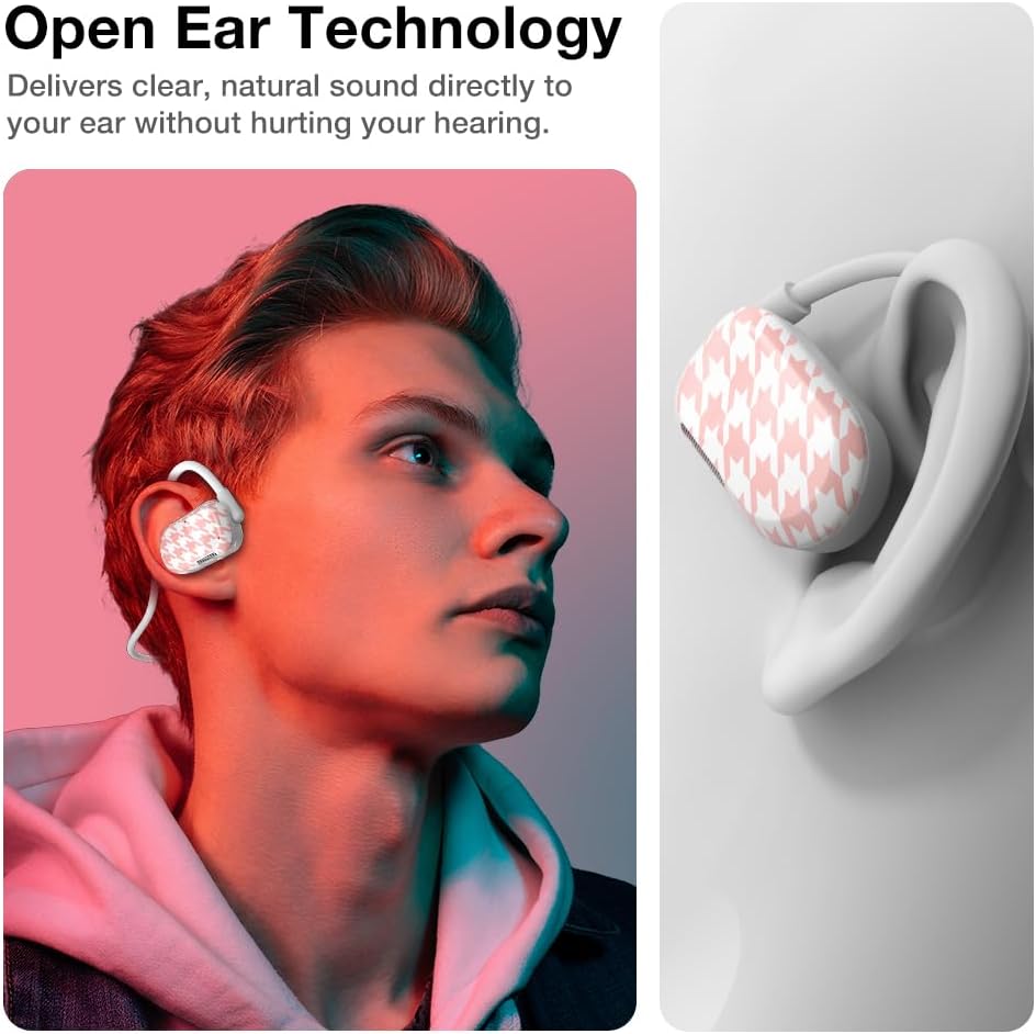 Purity Air Open Ear Headphones - True Air Conduction Wireless Bluetooth Open Ear Earbuds with Dual Mic for iPhone/Android - Secured Long Wearing Comfort, Sports Sweat Resistant (PLHH160)