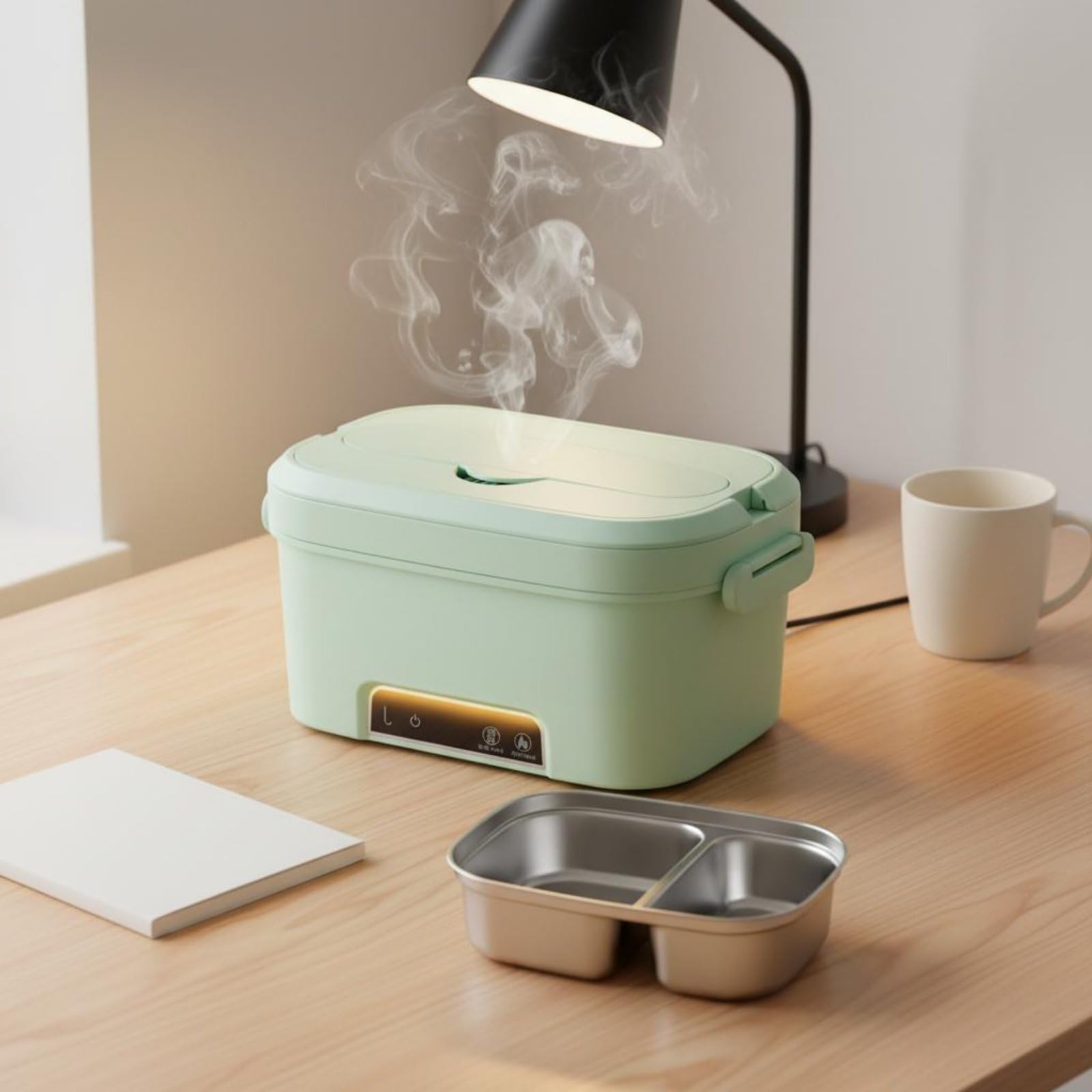 Contenitore Termico Pasti Scaldavivande Elettrico Portatile Pranzo Box Contenitore Riscaldante Lunch Box Cordless Camera Alimenti Alimentare Doppio, Array, Rosa Ciliegio