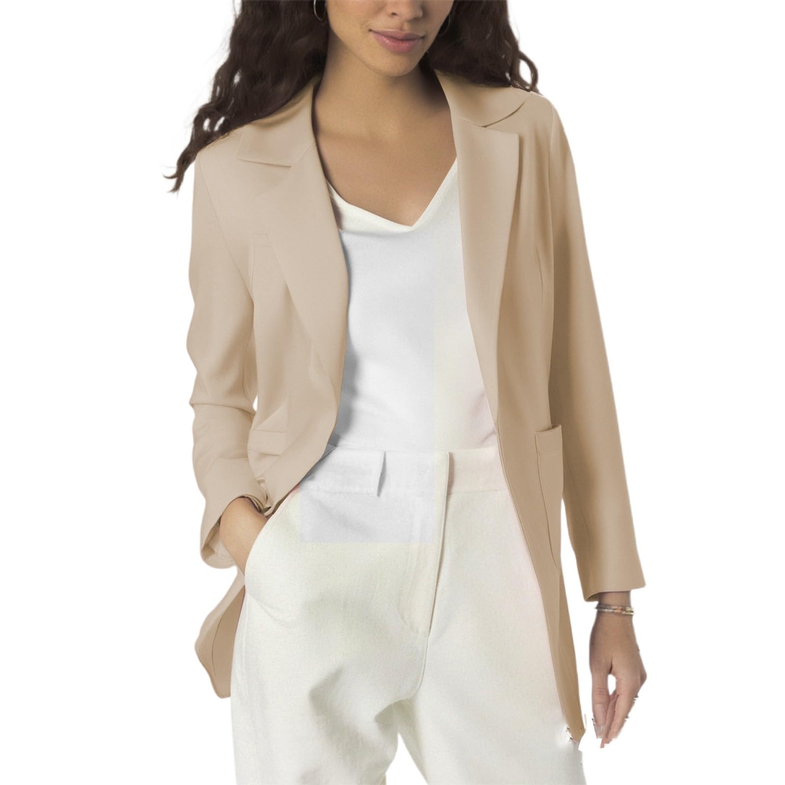 Generisch Blazer élégant pour femme - Veste de costume à manches longues - Couleur unie - Pour femme - Style décontracté - Vêtement de travail