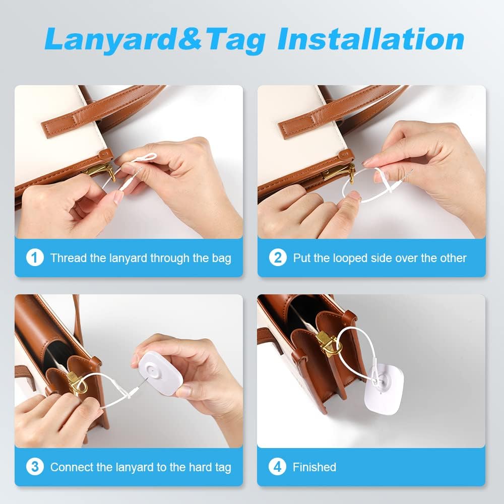 1000Pcs 8.2Mhz RF Security Clothing Tags White Retails EAS Clothes Tag with 1000 Pins and 200 Lanyards