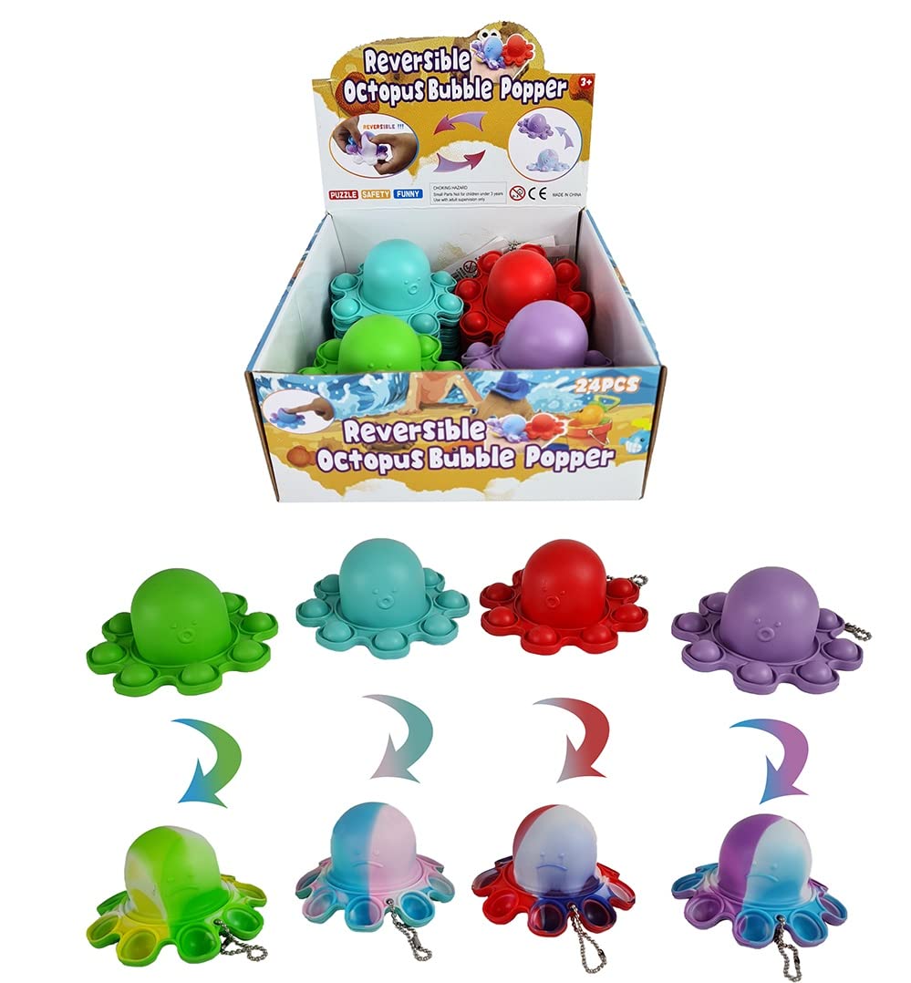 K-Toys1 x Key Ring Pop It Octopus Pop Its Large 95 x 50 mm, Brown, Red, Purple