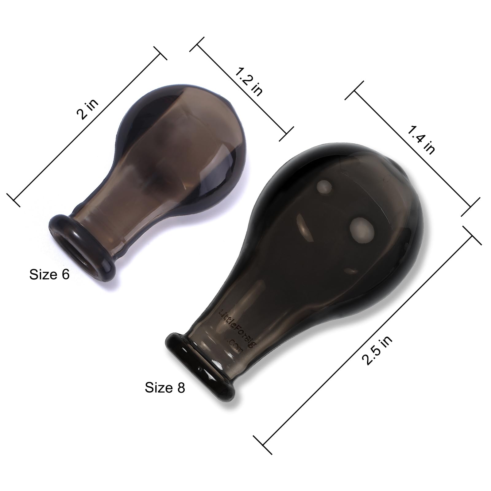 LittleForBig Adult Extra Large Size 8 Candy Gloss Colorful Transparent Pacifier Nipples - Outsize Replacement Big Teat Black