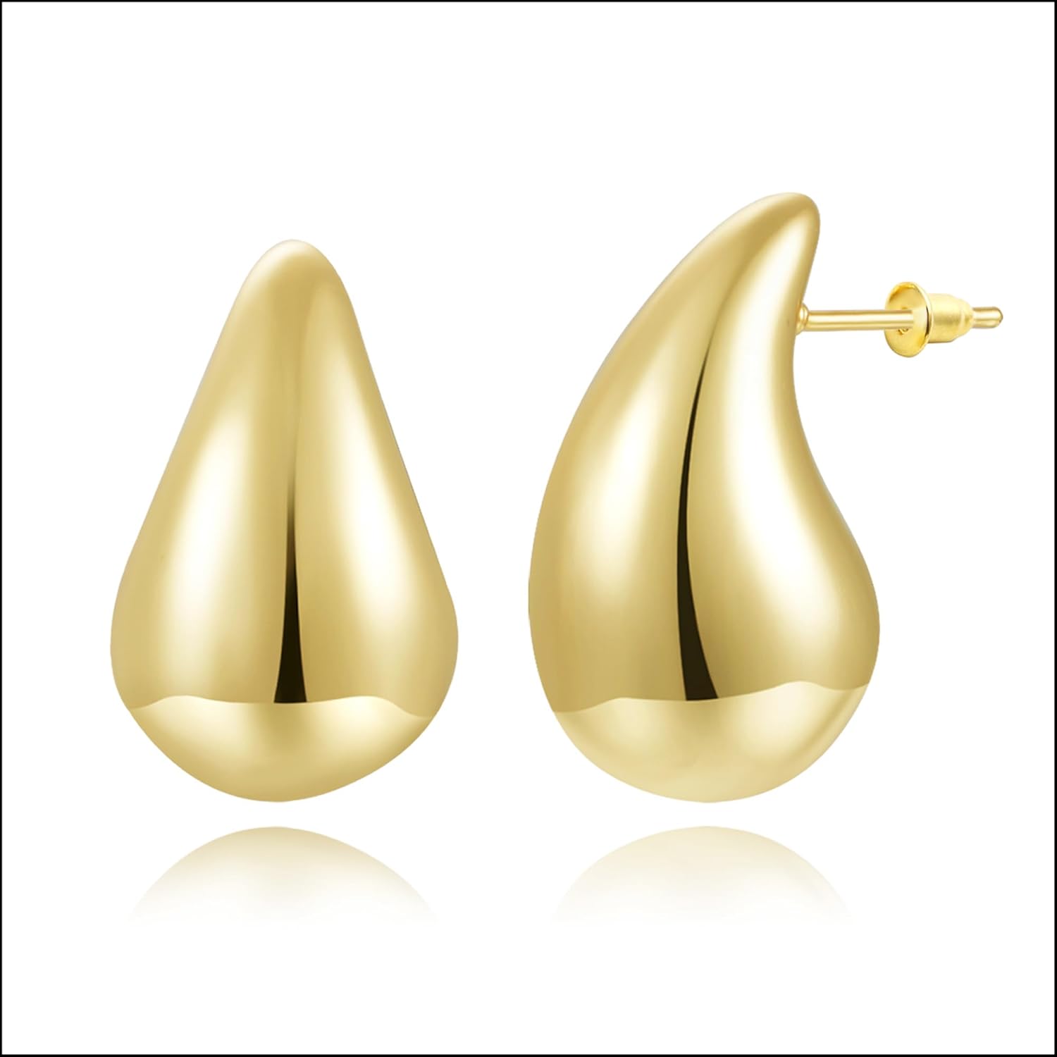 14K Gold Plated Chunky Teardrop Earrings,925 Sterling Silver Post Lightweight Drop Earrings for Women Trendy Fashion Jewelry