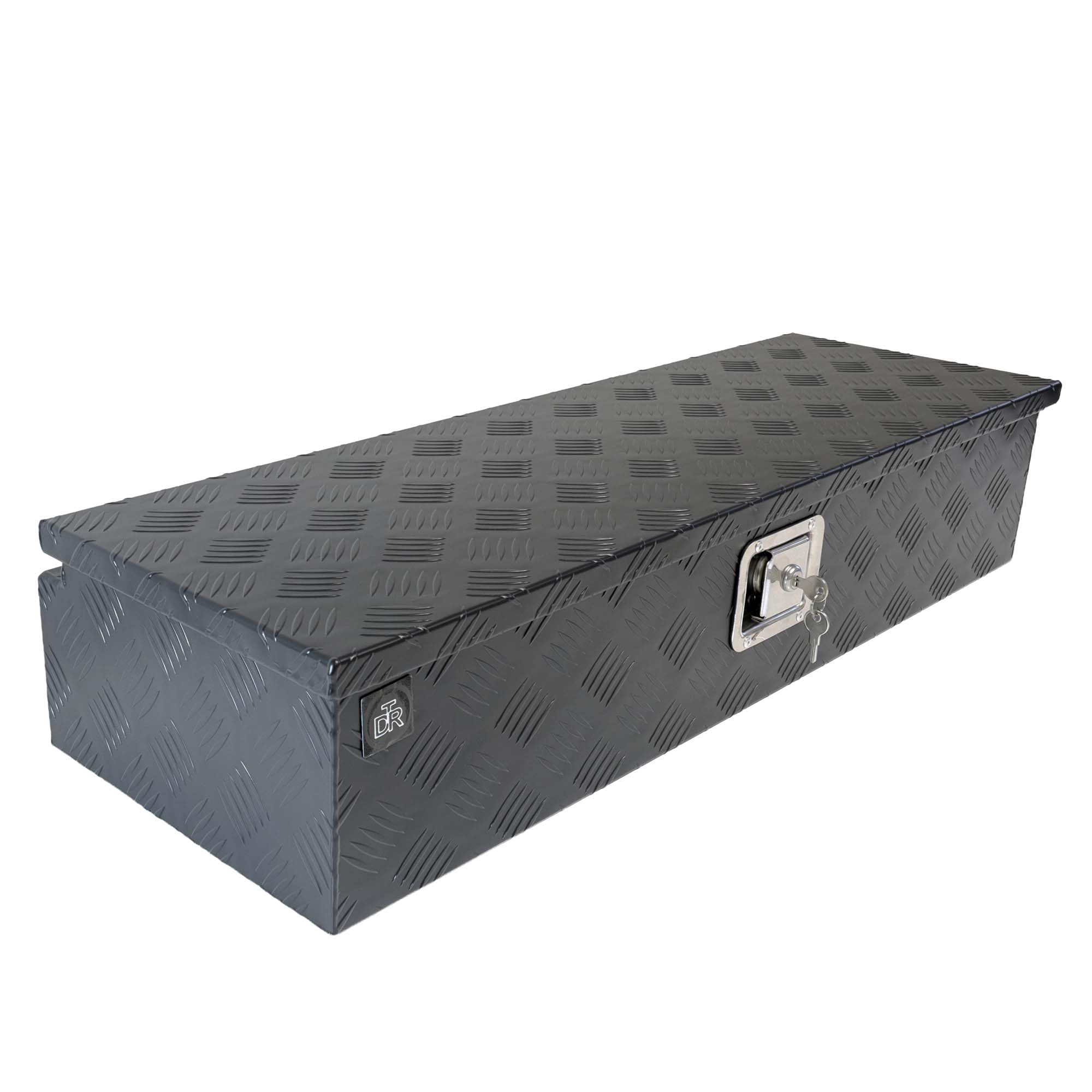 The Drive Staubox Deichselbox für Anhänger, Nutzfahrzeuge 950x320x190mm | Alu-Riffelblech | Schwarz pulverbeschichtet