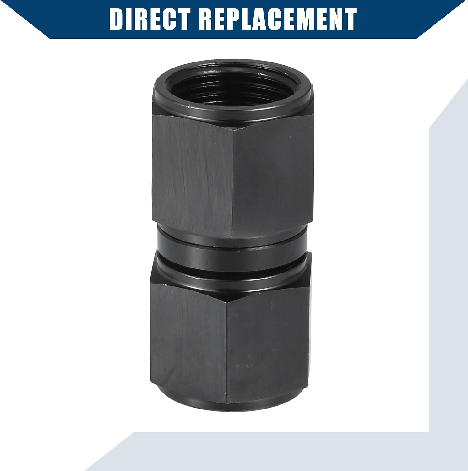 Fuel Line Adapter Fittings/Top Straight Fuel Line Connector for Car/Durable Aluminum Alloy AN10 Female to AN10 Female / 1 Pcs Black