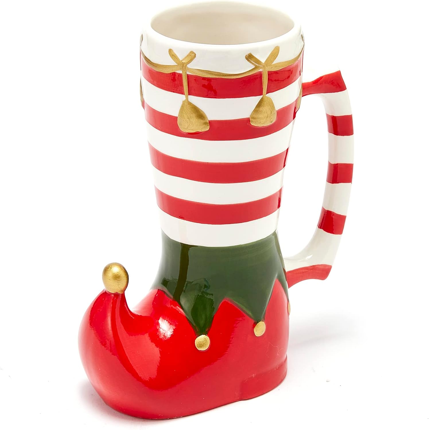 Elf Boot Party Mug Large Ceramic Mug for Coffee, Cocoa, Wine, Eggnog & More - Candy Cane Stocking Sock Gift - 7.8" High, 6" Wide, 17 oz Capacity, Kids & Adults - Image 9