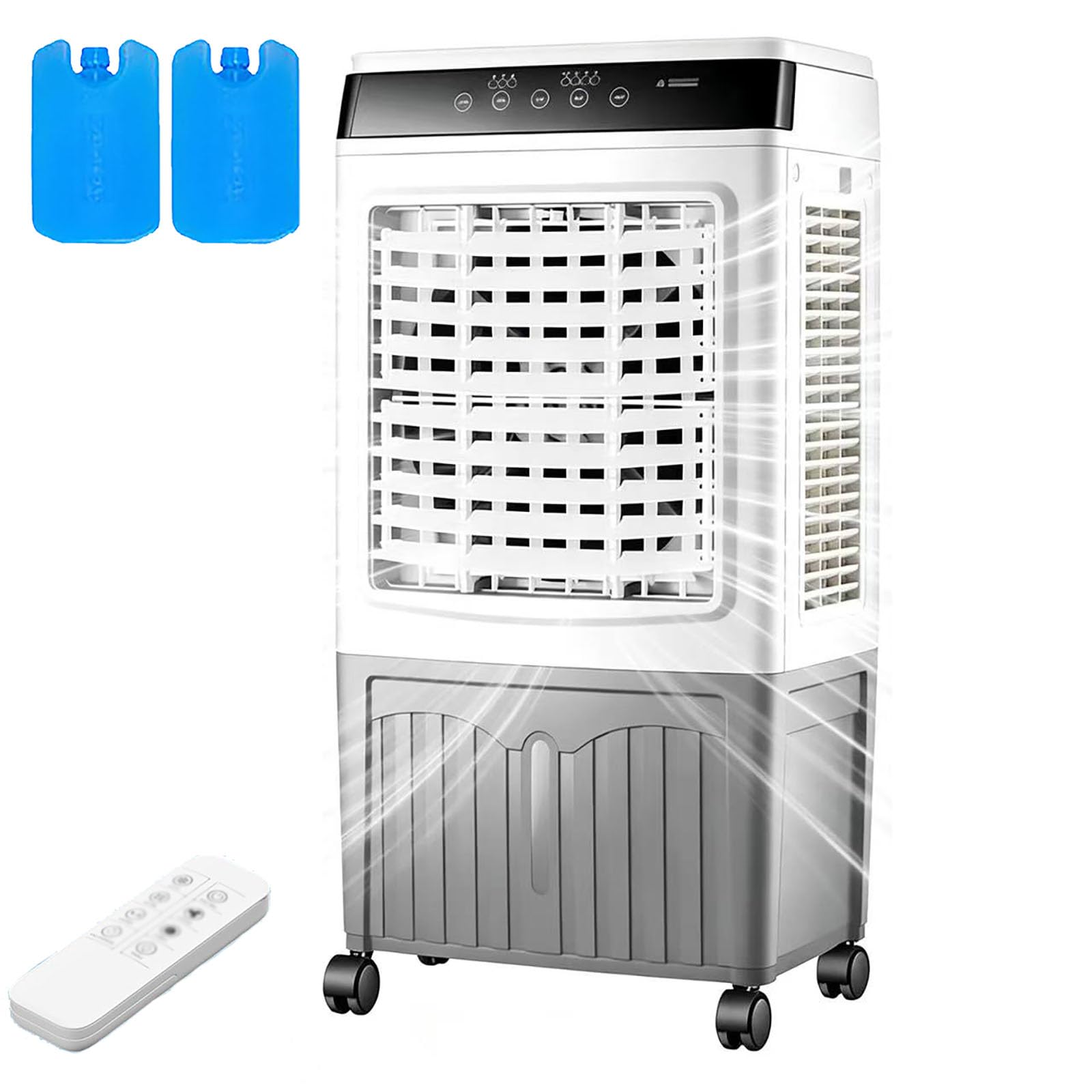 MESCXTY 1765 CFM Evaporative Air Cooler with 2 Ice Box, Portable Swamp 10.6 Gallon Water Tank, 120°Oscillation, Remote Control, 7.5H Timer, Cooling Fan 3 Speeds for Bedroom Home