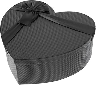Zerodeko Valentines Day Heart Shaped Gift Boxes, Presents Boxes With Dotted Liner Strawberries Chocolate Box Nesting Cardboard Cookie Box for Wedding Birthday Black L