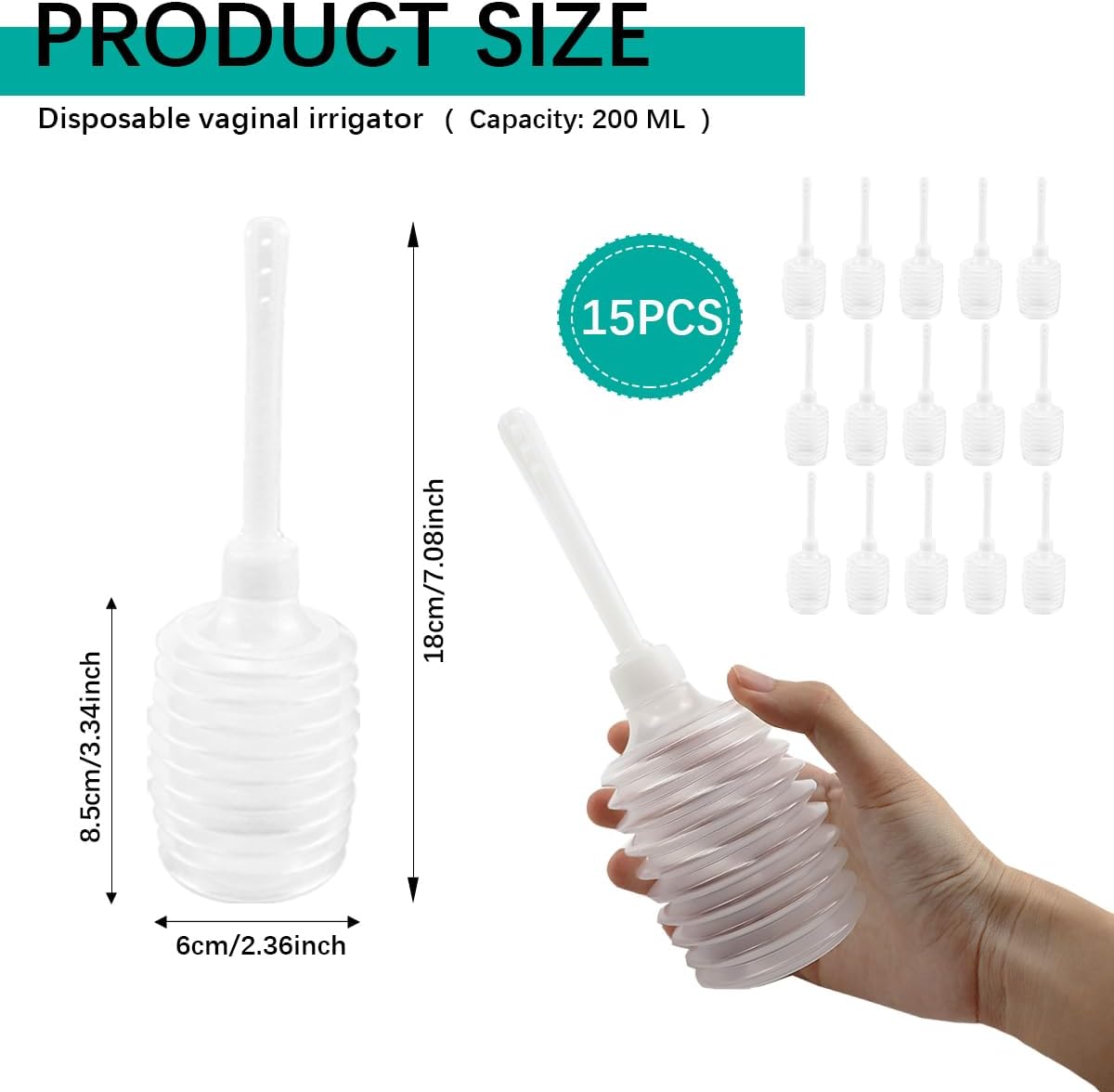 DOERDO 15pcs Disposable Enema Douche Applicator Vaginal Douche Anal Applicator for Women Men, Individual Package