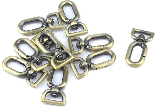 Tighall 10 piezas de anillo en D de metal giratorio de langosta clip giratorio de pinza de langosta curvada, clips de gatillo ganchos a presión para