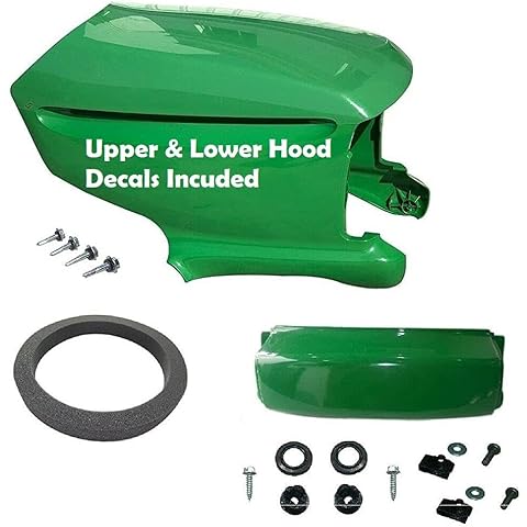 New Upper & Lower Hood/Bumper/Foam Isolator/LH&RH Stickers Compatible with JohnDeere LT155 Cover
