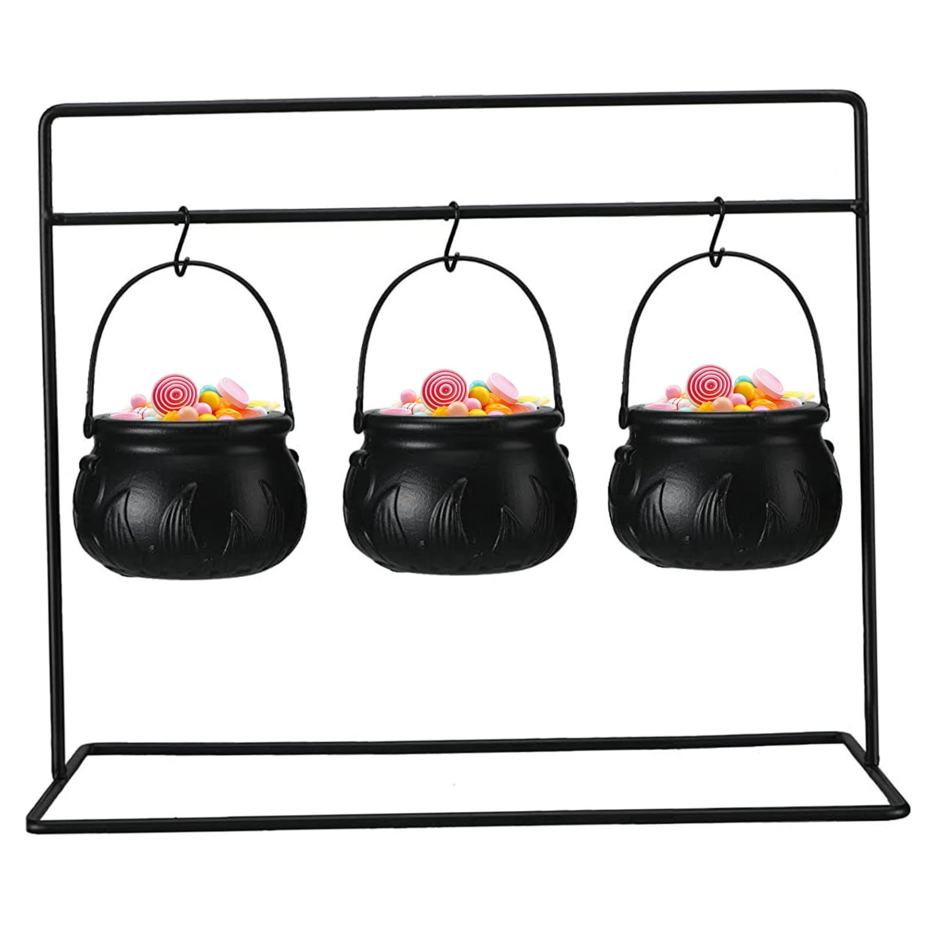 Ameble Witches Cauldron Plastic Hanging Cauldron With handle Lightweight Halloween Decoration For Porch Garden Or Party Halloween