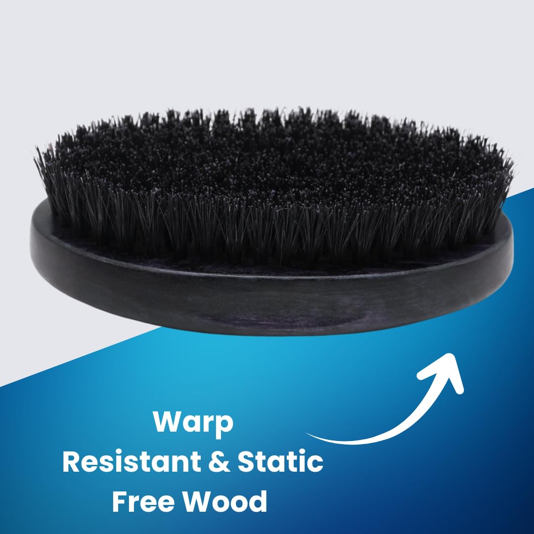Spazzola da barba da uomo, setole di cinghiale naturali, spazzola ovale nera ondulata, manico in legno resistente alle deformazioni, per capelli più folti e spessi, crescita di barba e