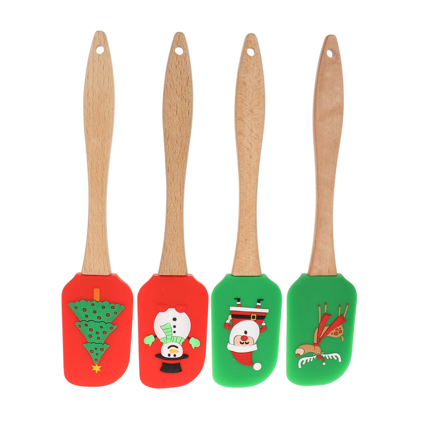 LABRIMP 4piezas Espátulas De Silicona Para Pasteles Utensilios De Cocina Antiadhesivos y Livianos Diseño Navideño Herramientas Prácticas Para Mezclar Crema y Mantequilla