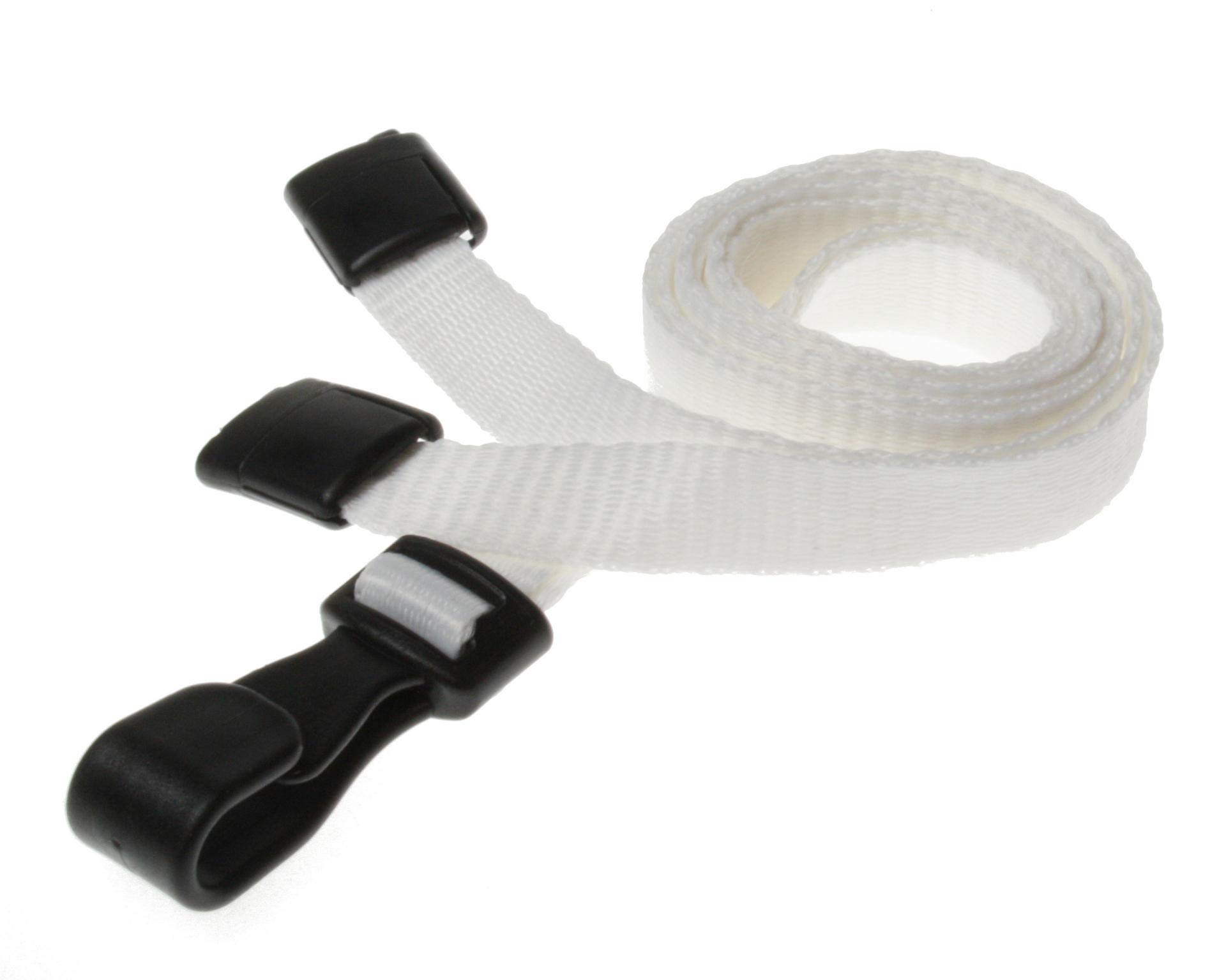 Customcard ltd White Lanyard with Plastic Clip - 45 centimetre Long - Breakaway Lanyard for School, Office, Work - Lightweight Lanyards for Neck with Safety Breakaway, Conference Use (Pack of 25)
