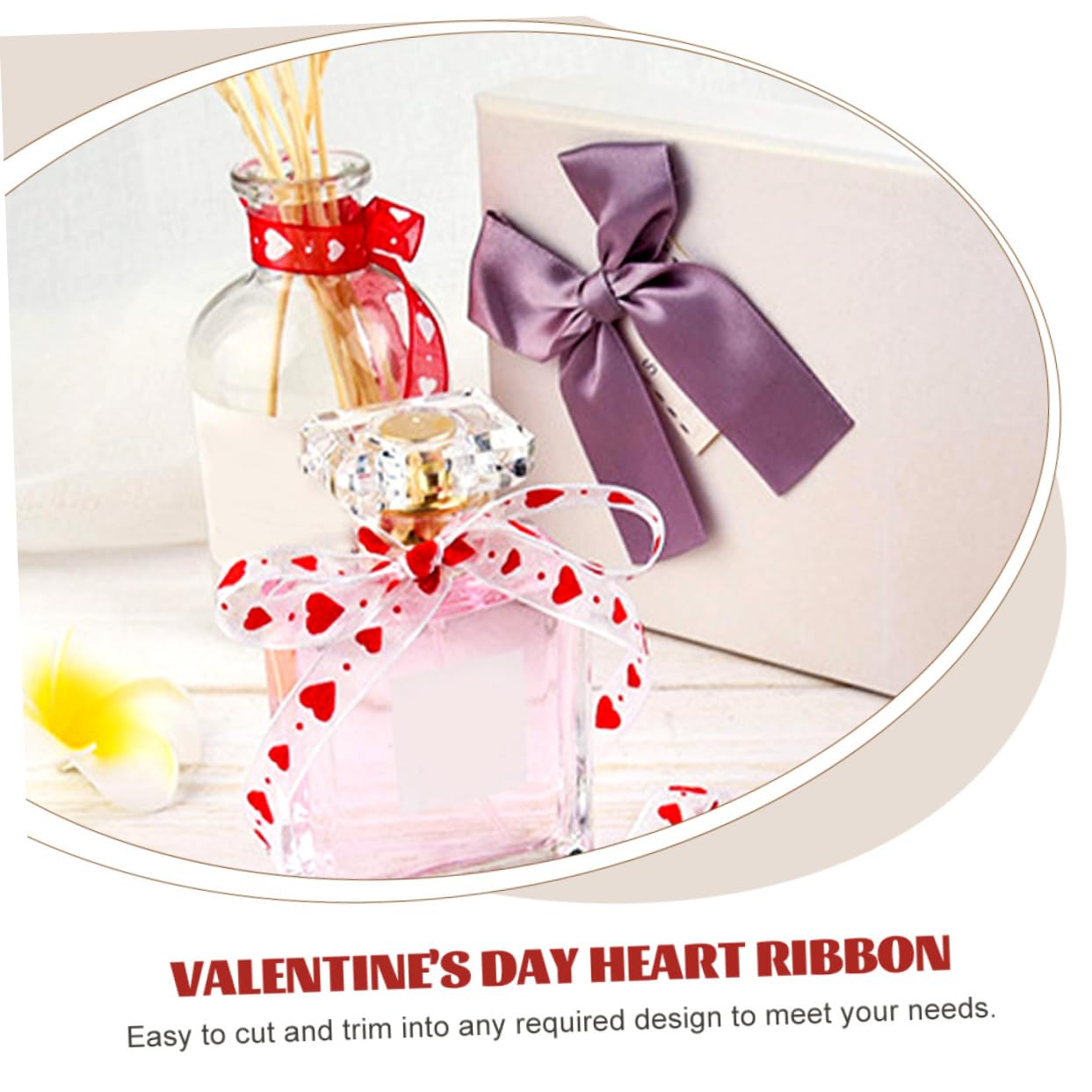 VILLCASE 3 Sätze Valentinstag Banddekor Valentinstag Bänder Aufkleber Bögen Herz Valentinsgrüße Verpackungsband Sackleinen Liebe Strasssteine Stift Hochzeitsband Gold Polyester 3 Rollen * 3