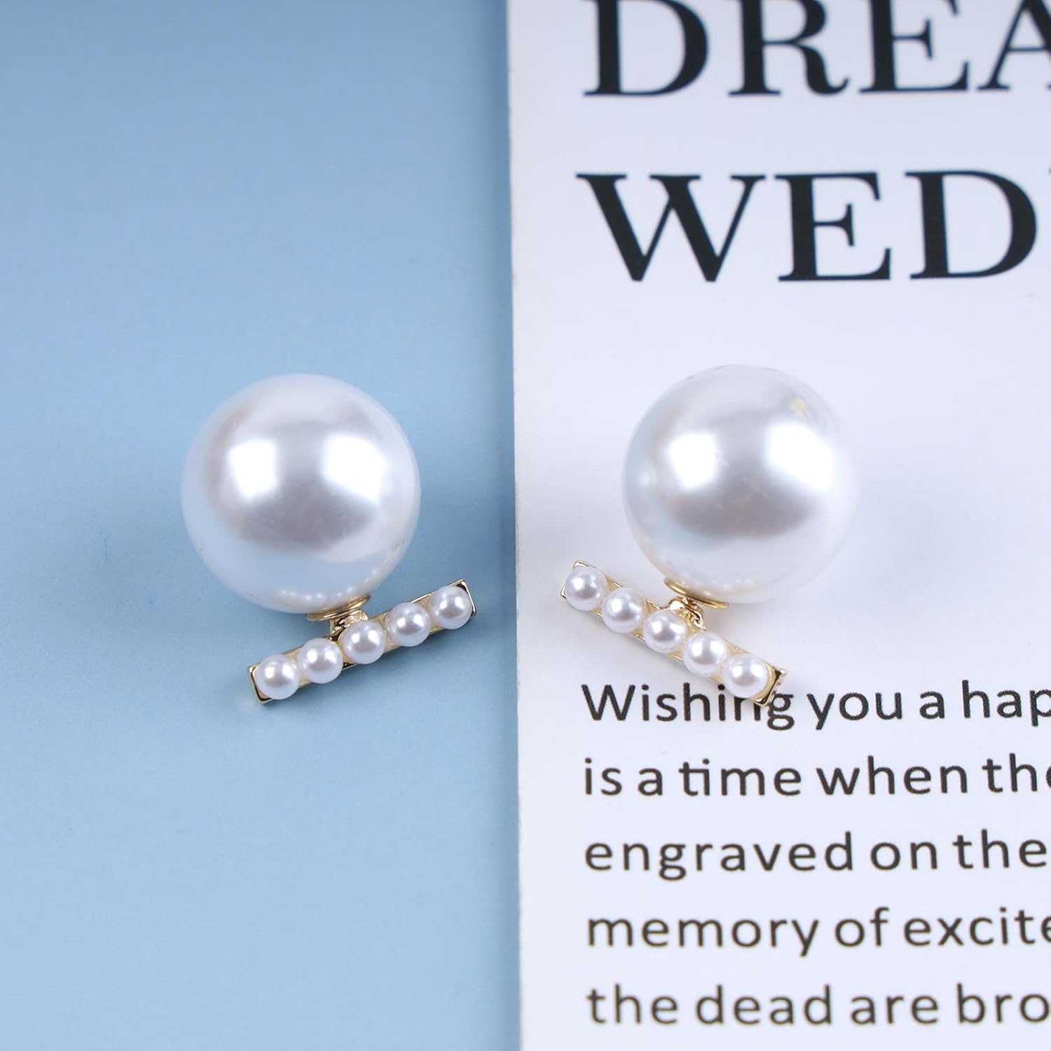 Boho Bar Pearl Ear Jacket Earrings Gold Pearl Stud Earrings Pearl Bar Jacket Earrings White Pearl Weddings Earrings Jewelry for Women - Image 6