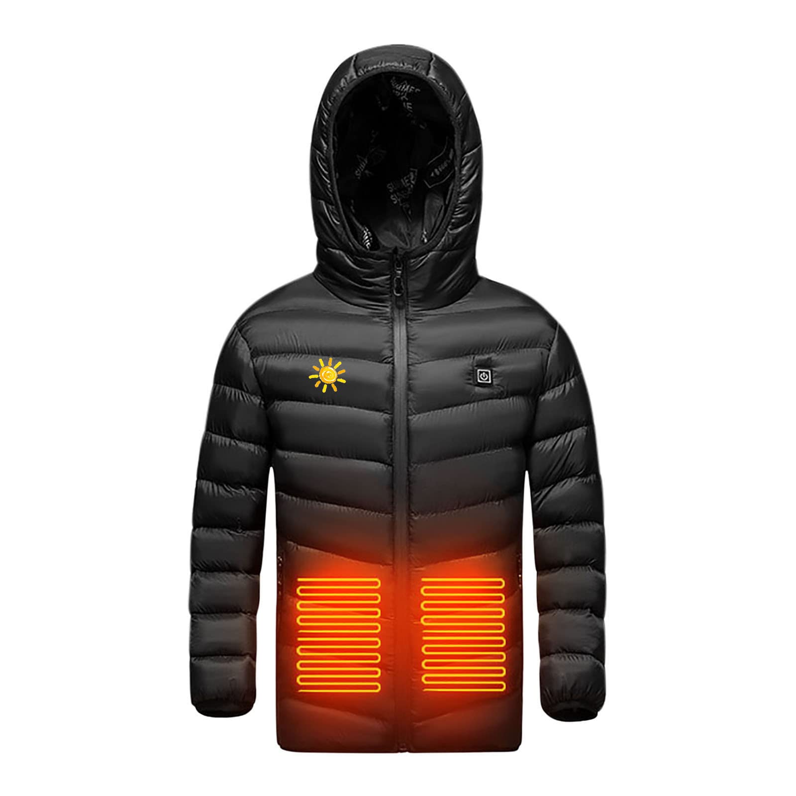 Veste Chauffant Enfants GarçOn Filles Heated Vest Couleur Nu Capuche Manches Longues avec Chauffe-Corps électrique USB Lavable Coupe-Vent Vêtements D'Extérieur pour Enfants Ski en Plein Air 4-15 Ans