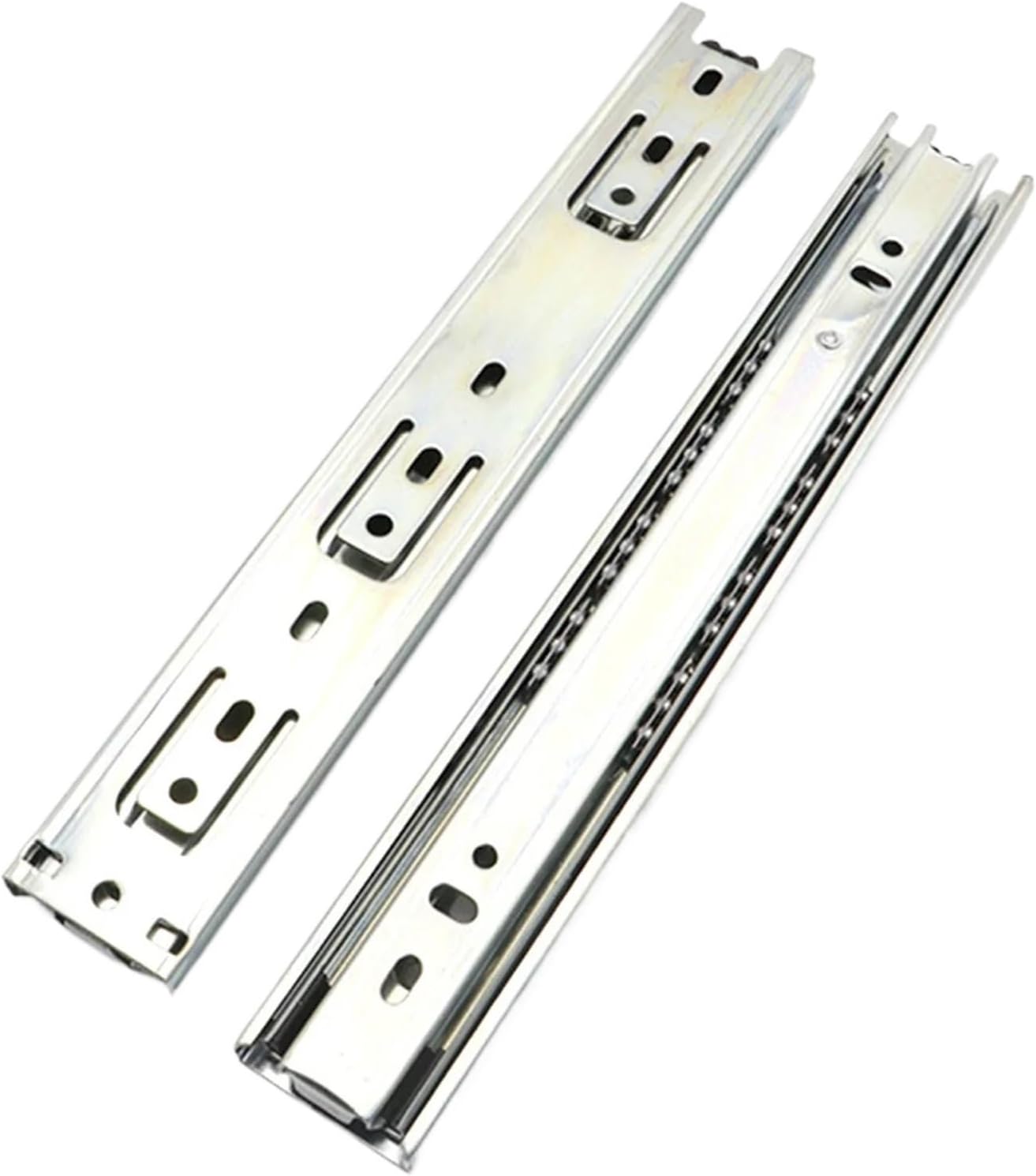 Side Mount Cabinet Runners Glides Drawer Wardrobe Push-Pull Slide Mute Telescopic Three-Section Track Rail Buffer Hydraulic Sliding Solid(10inch)