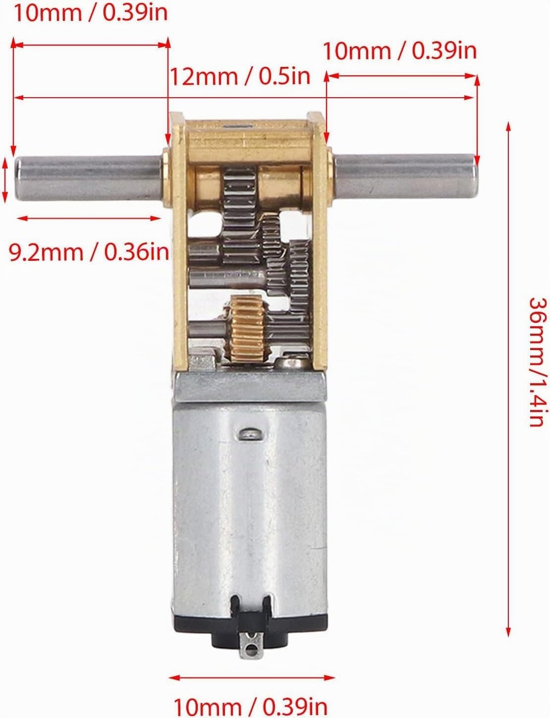 2Pcs N20 Motor de Engranaje, Mini Motor Eléctrico de Engranaje DC6V 190RPM | Cobre, Doble Eje, Funcionamiento Silencioso, Resistente al Calor, para Robótica y Proyectos de Bricolaje