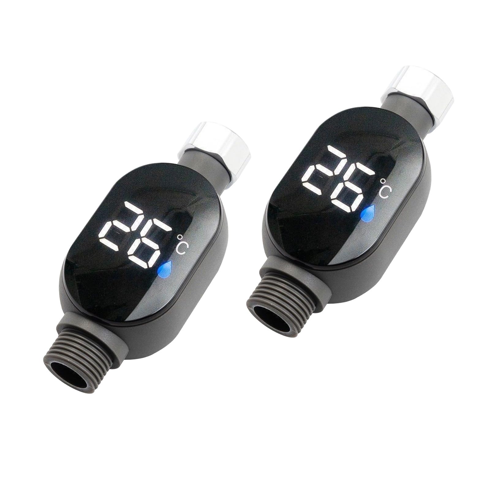 Wasserthermometer, LED-Temperaturanzeige for die Dusche, digitaler Wasserthermometer-Monitor, batteriebetriebenes Duschkopfzubehör(2pc)