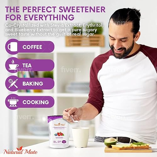 Miniatura 6 de Natural Mate Stevia con nutrientes de arándanos - Repleto de superalimentos - 2 veces más dulce pero 2 más saludable - Sin gluten - Orgánica y sin