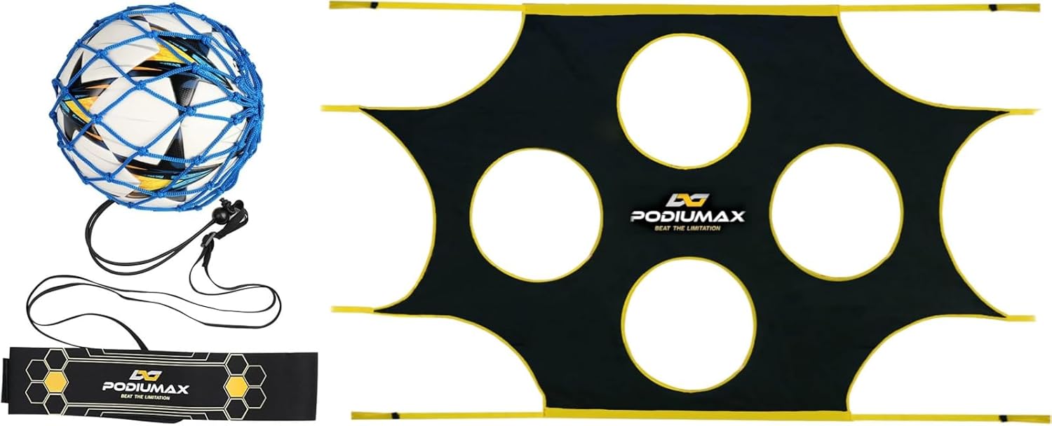 PodiuMax Soccer Trainer & 12'x6' Soccer Goal Target Net with 10 Scoring Zones