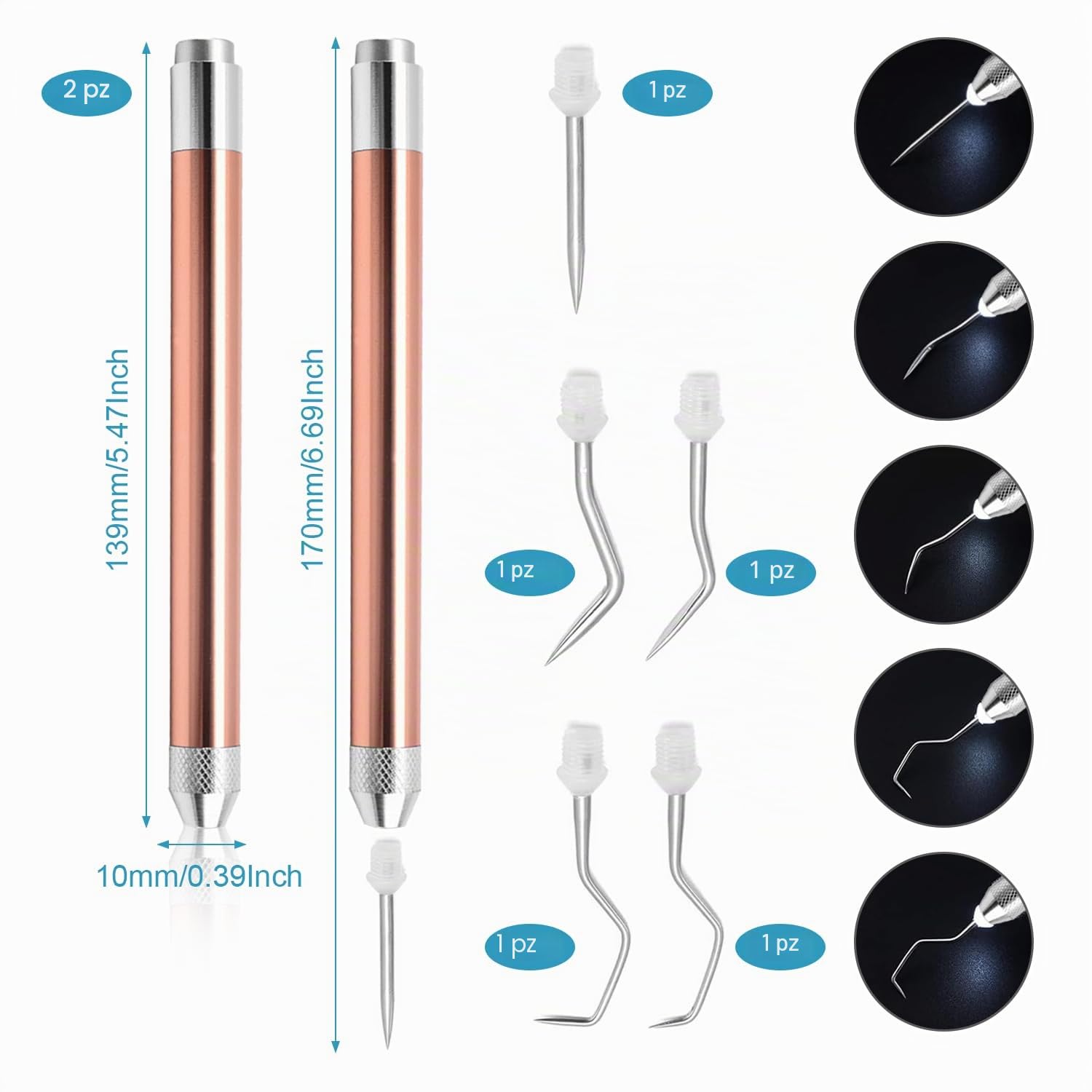 5pz Spellicolatore Vinile Spellicolino Vinile Spellicolini Strumenti per Diserbo in Vinile Strumenti di Plotter con Luci a Lampada Testa di Gancio Sostituibile per Scrapbooking Stiratura