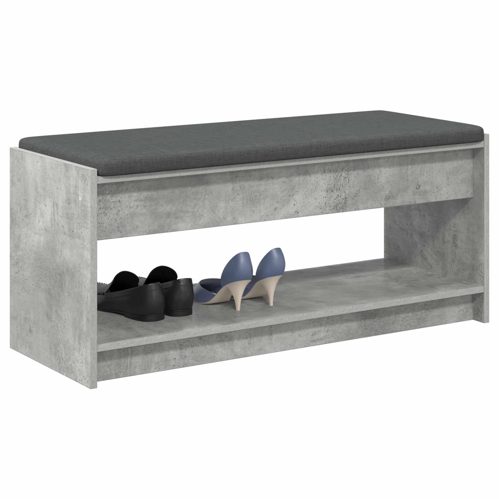Ławka do przedpokoju Beton szary 103 x 38 x 45 cm z półkami do