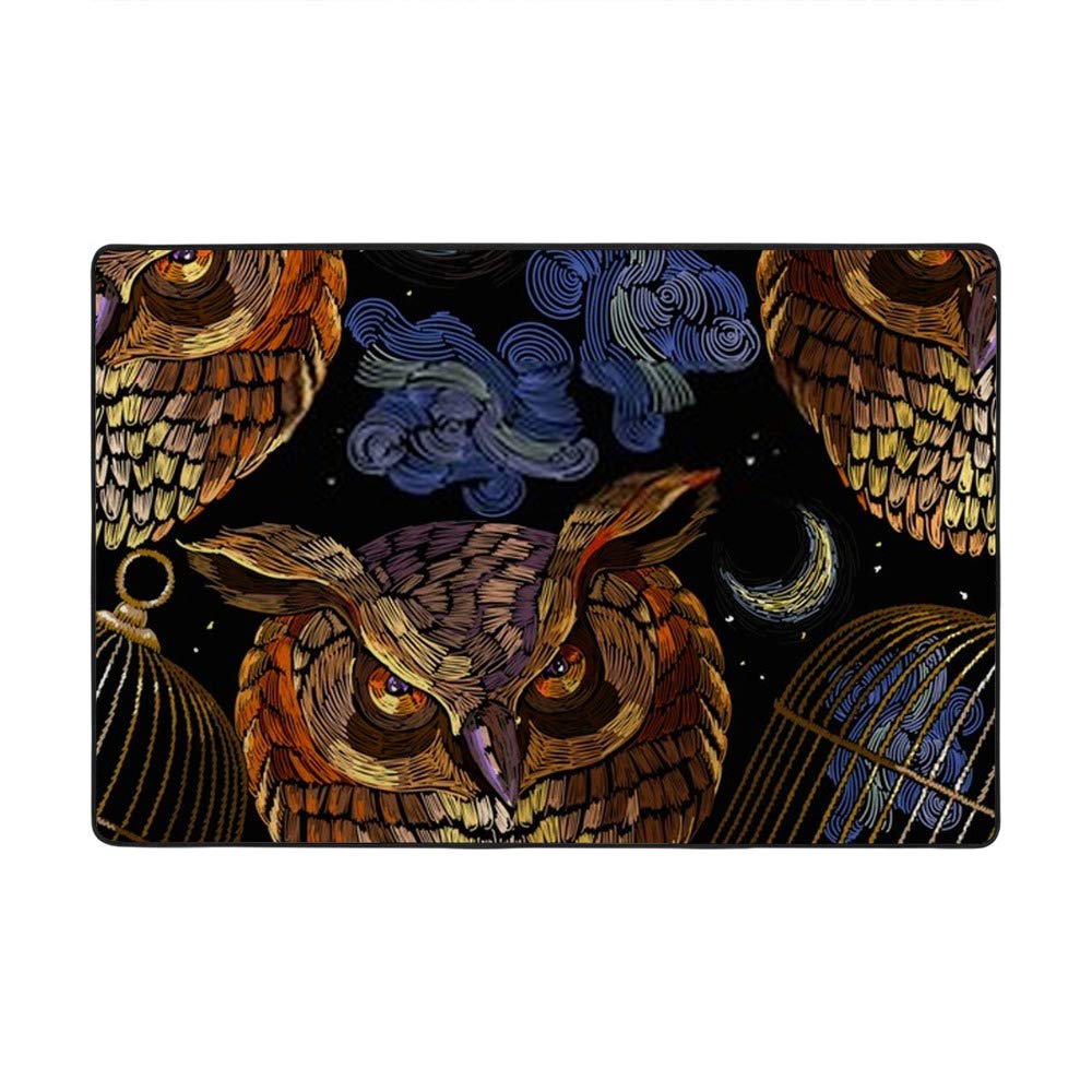 Tapis gothique hibou salon grand format velours corail 183x122cm