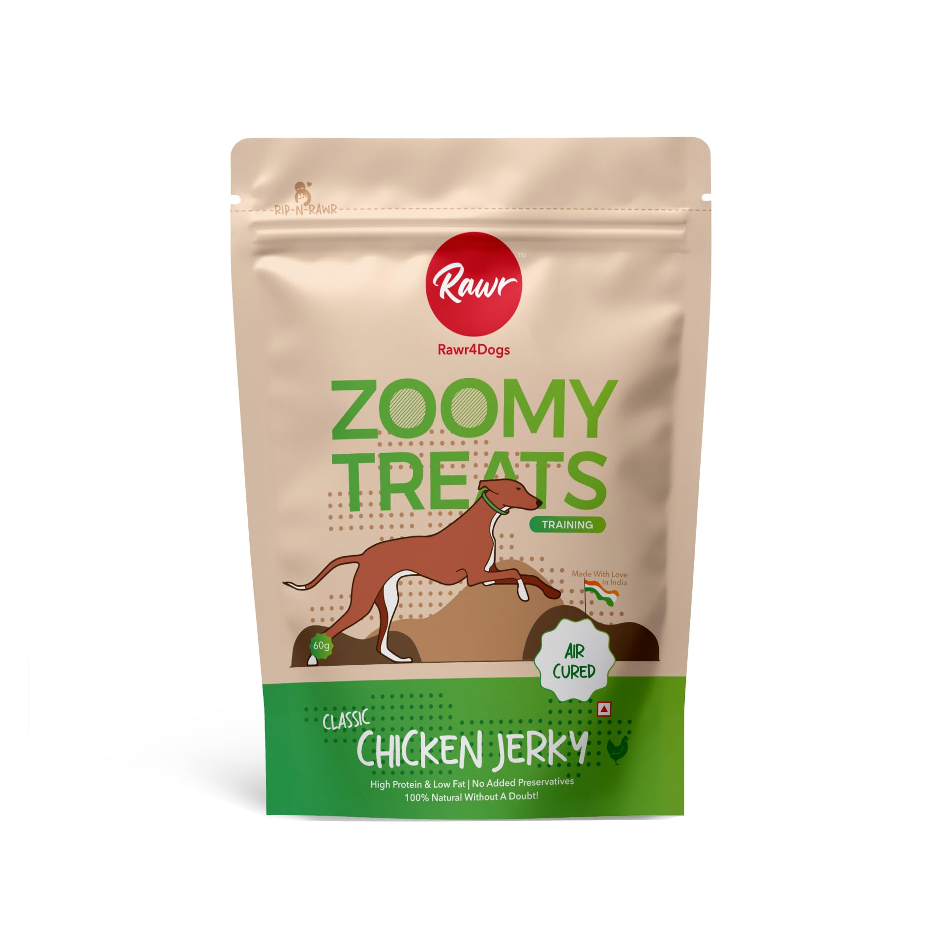 Rawr4Dogs | Zoomy Treats | Classic Chicken Jerky | 50gms | Training Treats | Suitable for All Ages