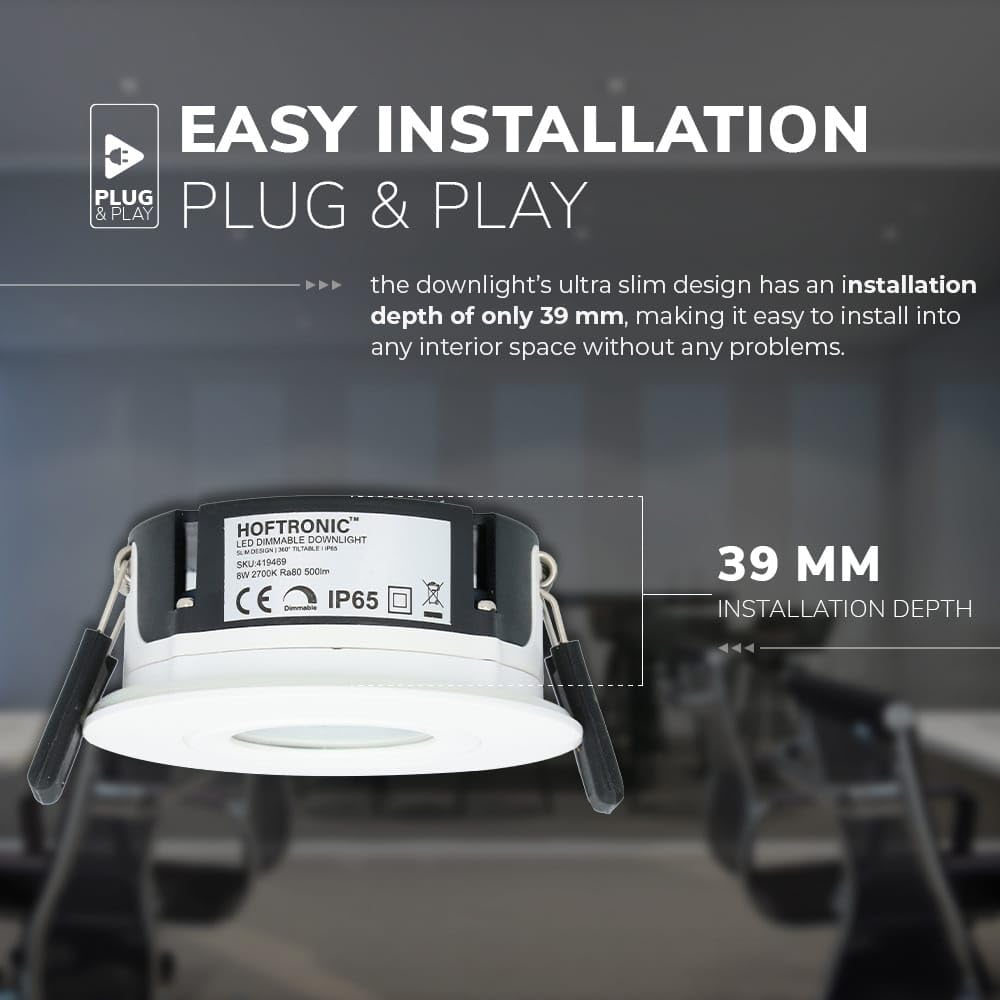 HOFTRONIC - 6er LED Einbaustrahler 360° Schwenkbar IP65 Wasserdicht Dimmbar 2700K Extra Warmweiß Deckenspot 3x8W 3x570LM Deckenstrahler Weiß 230V 40.000 Brennstuden für innen und außen und bad