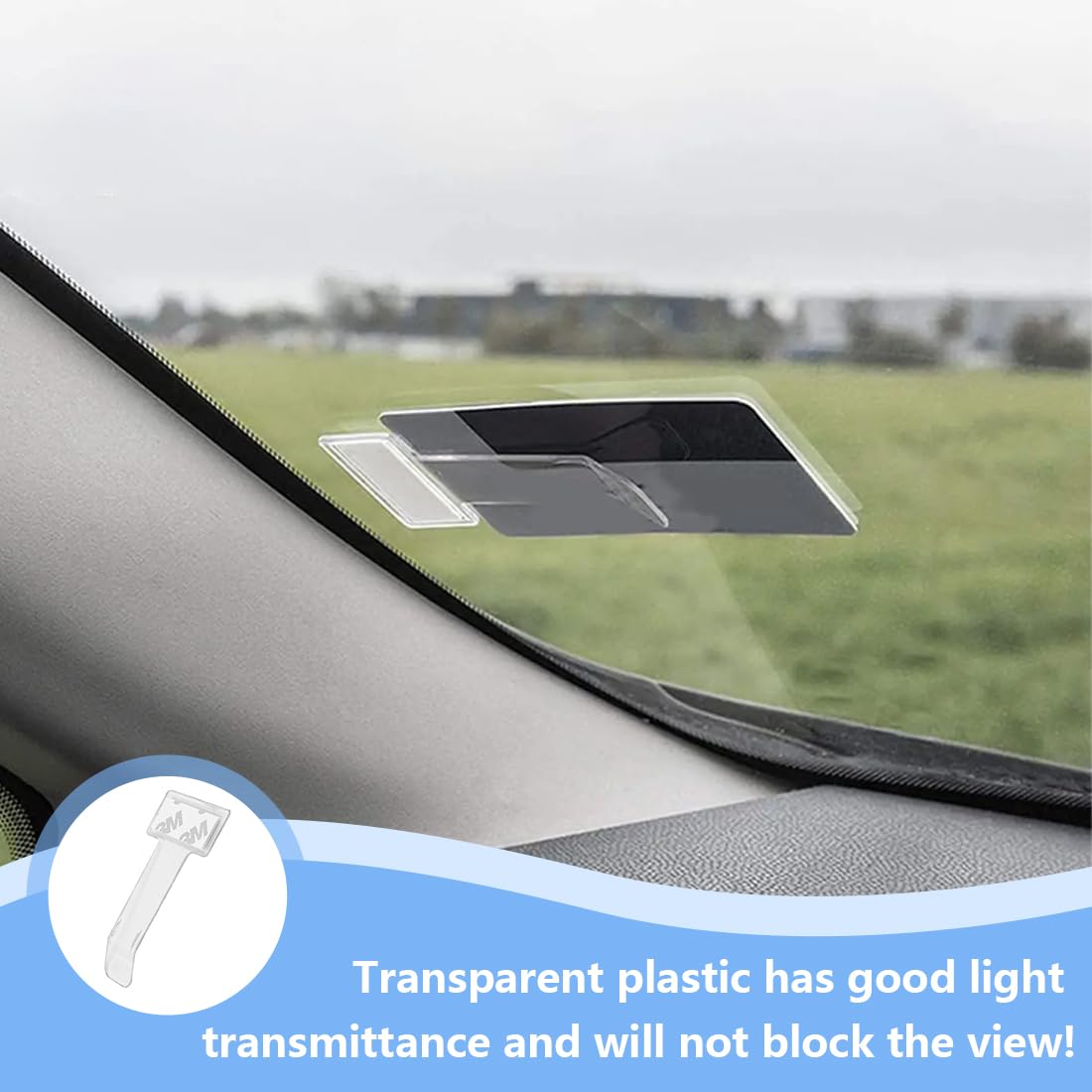 6 piezas Soporte de Tarjeta de Parqueo para Parabrisas, Soporte de Documentos para Auto, Clip de Tarjeta Independiente, Porta Tarjetas para Coche, Porta Tarjeta Coche (Transparente)