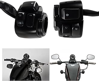 1 Pair Motorcycle 1" Handlebar Switches Control and Wiring Harness with 1996-2012 Harley Softail Dyna Sportster V-Rod（Black）