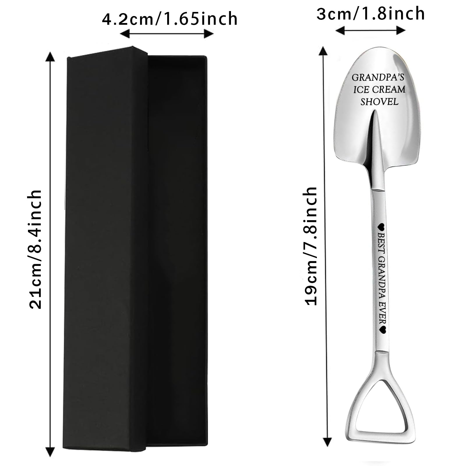 Fathers Day Birthday Gifts Personalized Grandpa Gifts Stainless Steel Ice Cream Shovel Spoon Father's Day Birthday Thanksgiving Christmas Valentines Gift Ideas for Grandpa(02)