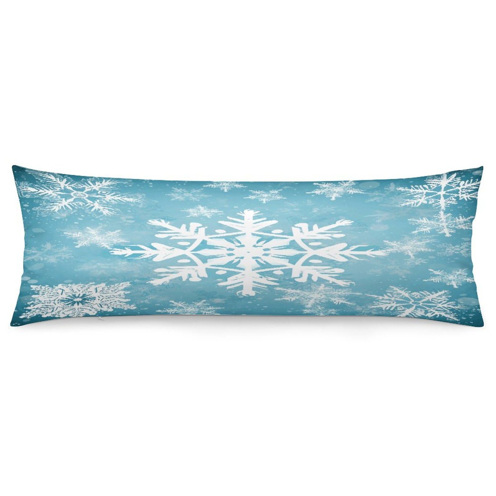Winter Snowflake Pillowcase Basics Body Pillow Pillowcase with Zipper Retro Pillows Protector Long Pillow Case Cover for Hot Sleepers and Night Sweats