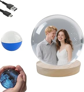 Lumiorb WiFi Crystal Ball – 3D Video & Photo Memory Sphere, 2.7" Crystal Ball Video Player Halloween Christmas Decor, Personalized Digital Gift for Family, Couples, Pet Lovers (Blue, USB Connect)