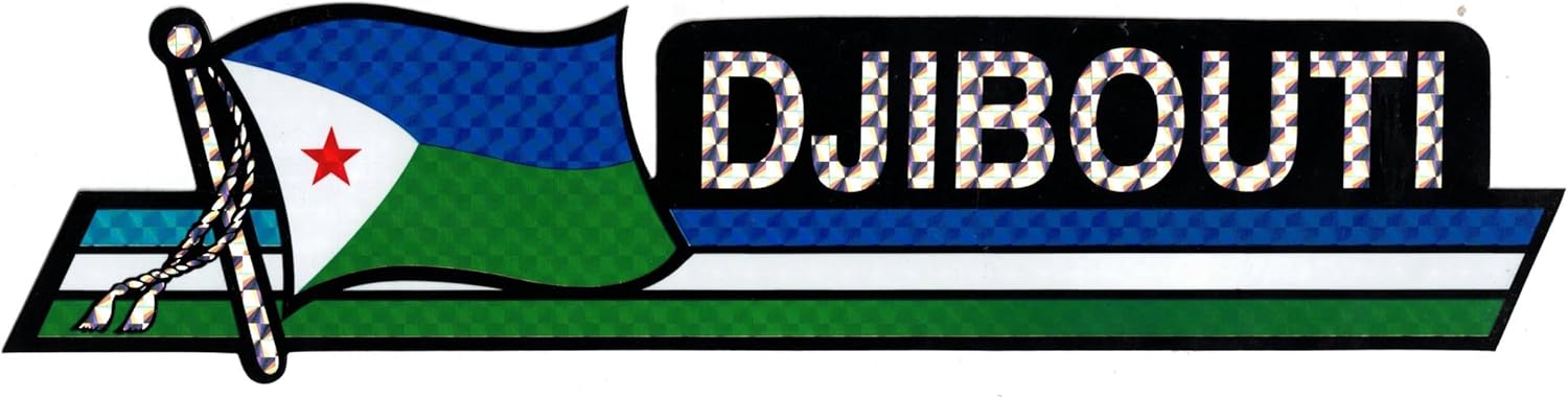 Pack of 24 Djibouti Flag 3"x12" Reflective Decal Bumper Sticker DCX-068