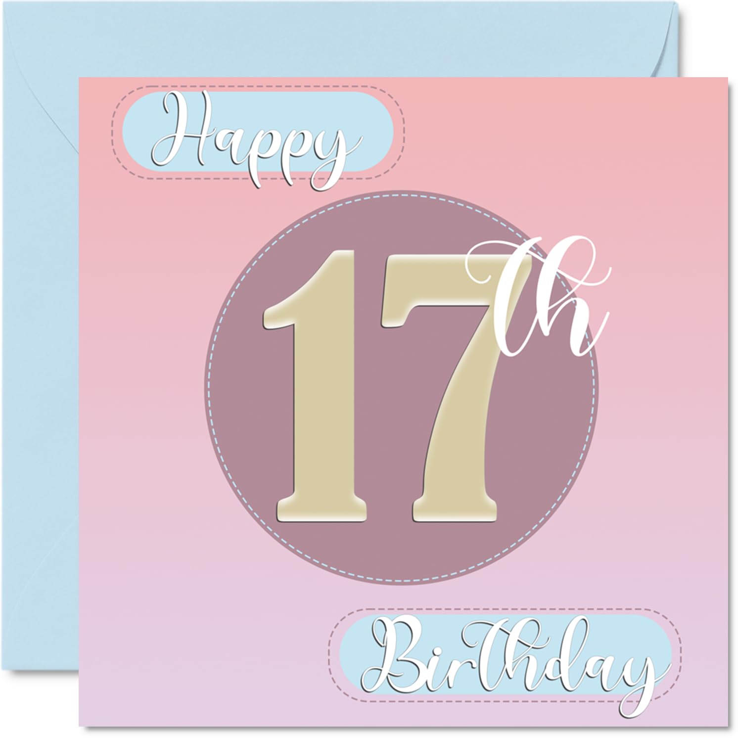 17th Birthday Cards for Girls - Sewing Stitch - Happy Birthday Card for 17 Year Old Girl Granddaughter Niece Daughter Cousin, 145mm Bday Greeting Cards