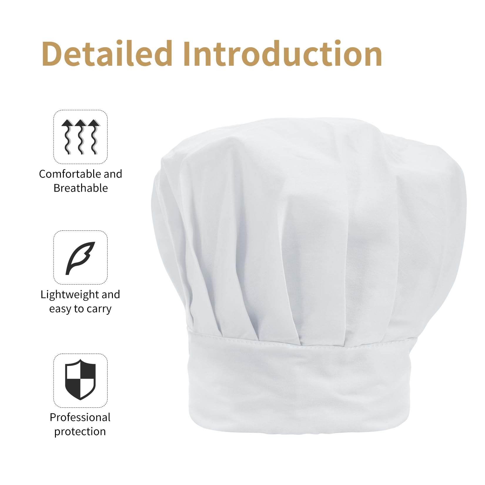 3 szt. Czapka szefa kuchni, Regulowana czapka kuchenna unisex, czapka piekarska, czapka szefa kuchni, czapka kuchenna, profesjonalna czapka piekarska, czapka kuchenna na kuchnię w domu