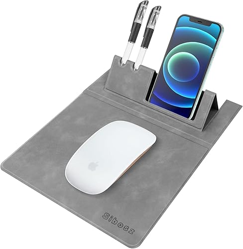 Miniatura 9 de Alfombrilla de mouse de cuero multifuncional, alfombrilla de mouse 3 en 1 con base antideslizante, almohadilla delgada portátil para soporte de