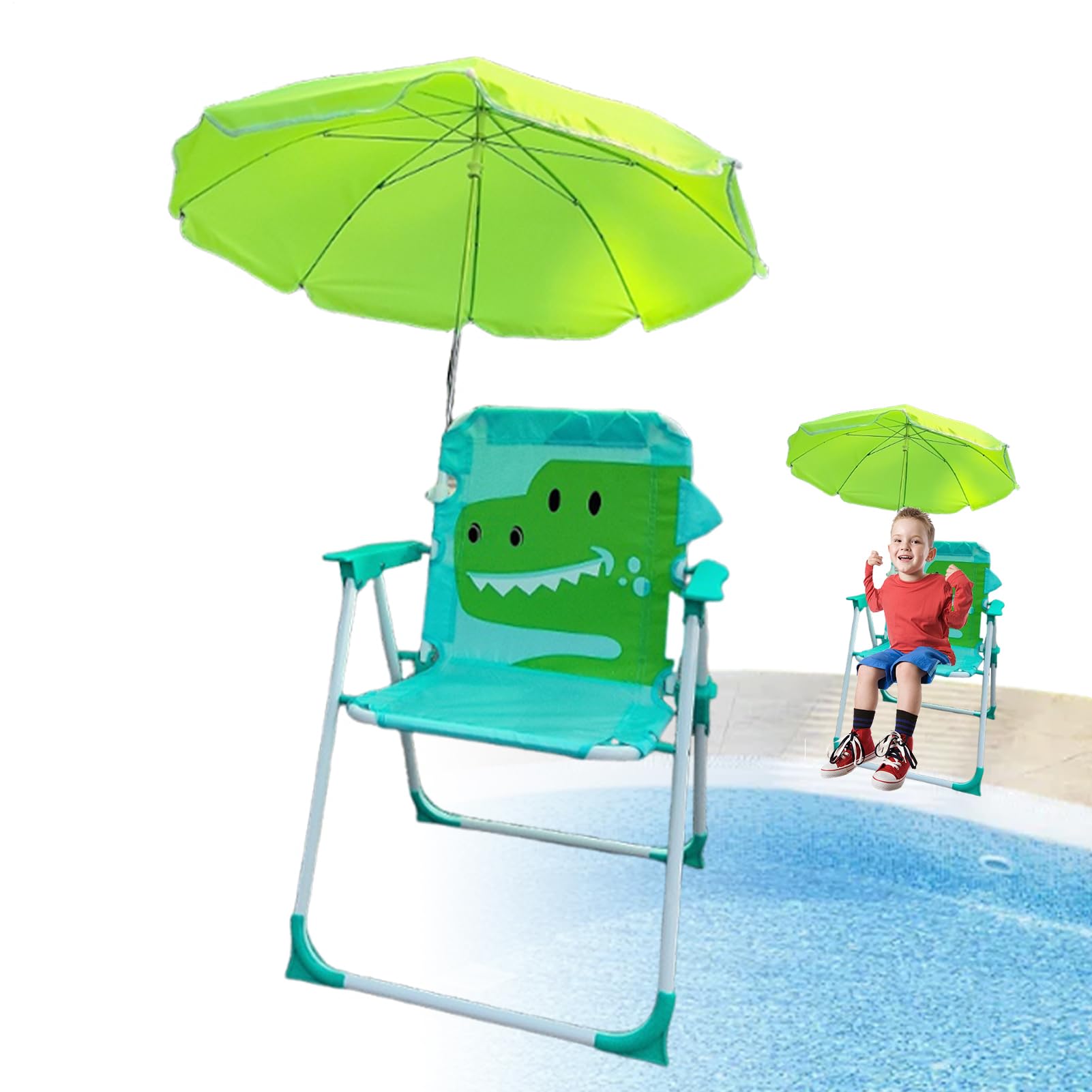 Generisch Sedia da campeggio per bambini, pieghevole, con ombrellone, leggera, per esterni, con ombrellone da spiaggia, per giardino, piscina, picnic, prato, parco escursioni
