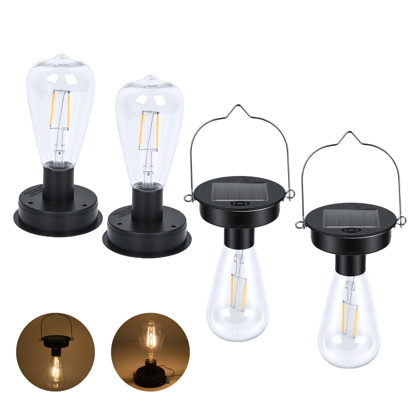 ELUTENG 4PCS LED Solar Bulb, 8.5CM Waterproof Solar Lights Replacement Top