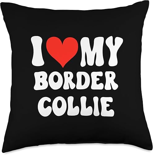 I Love Heart My Border Collie - Divertida almohada con diseño de perro y mamá, 18 x 18 pulgadas, multicolor