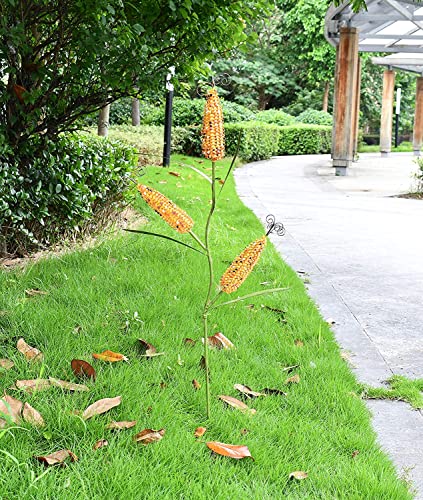 Metal Corn Stalk Garden Stake Fall Decor, Autumn Harvest Decoration Garden Yard Lawn Art Outdoor Thanksgiving Decoration 45 Inches H (Metal Corn Yard Decor C) #TOP1