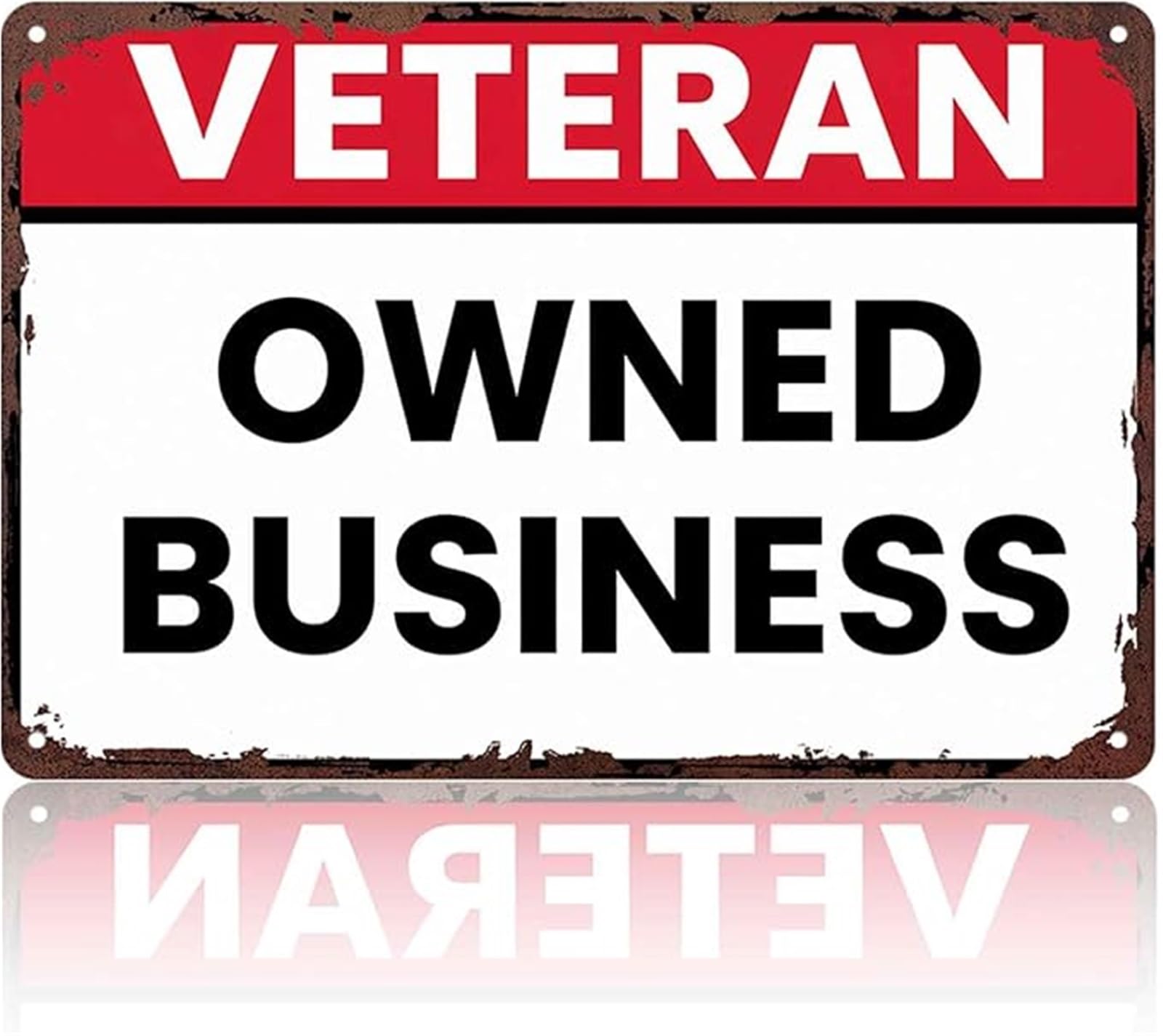 BYLSAGWHT Vintage Metal Tin Sign Veteran Owned Business Funny Retro Sign Wall-Art for Office Garage Shop Decor 8 X 12 in